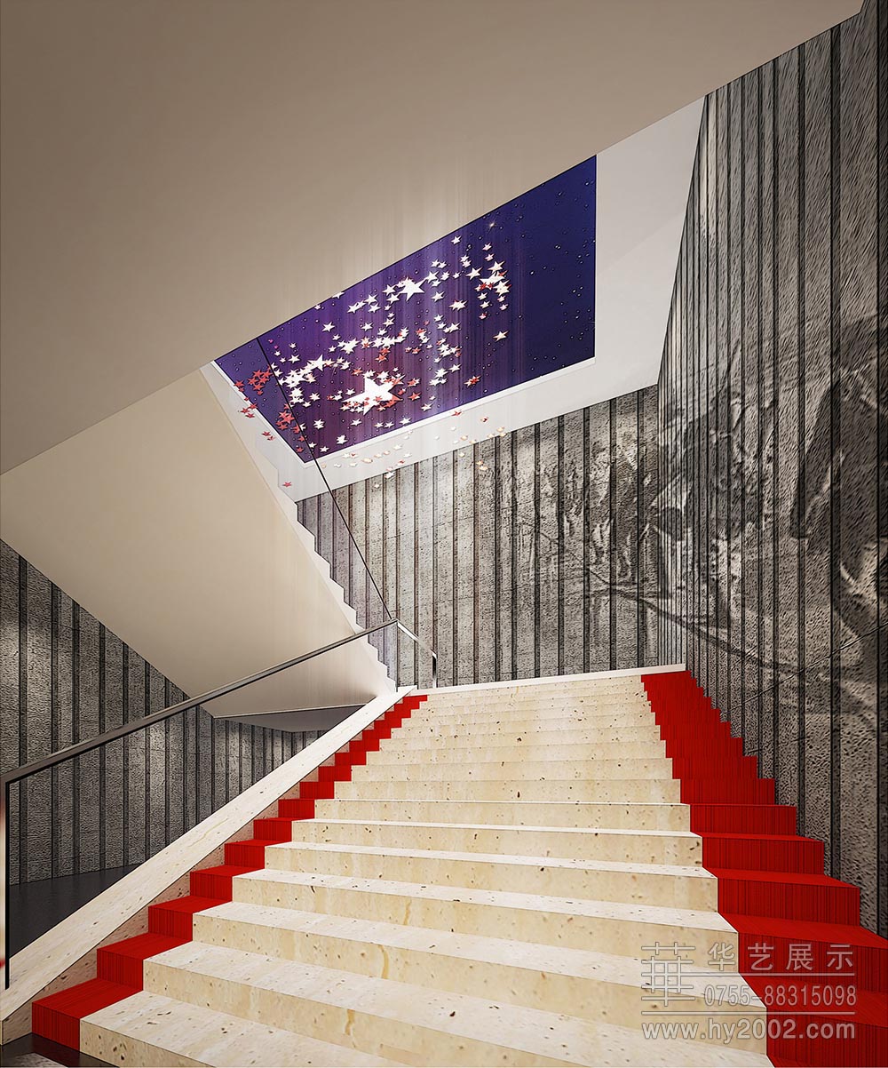 大別山革命歷史紀念館效果圖,展廳設(shè)計,懸掛星群